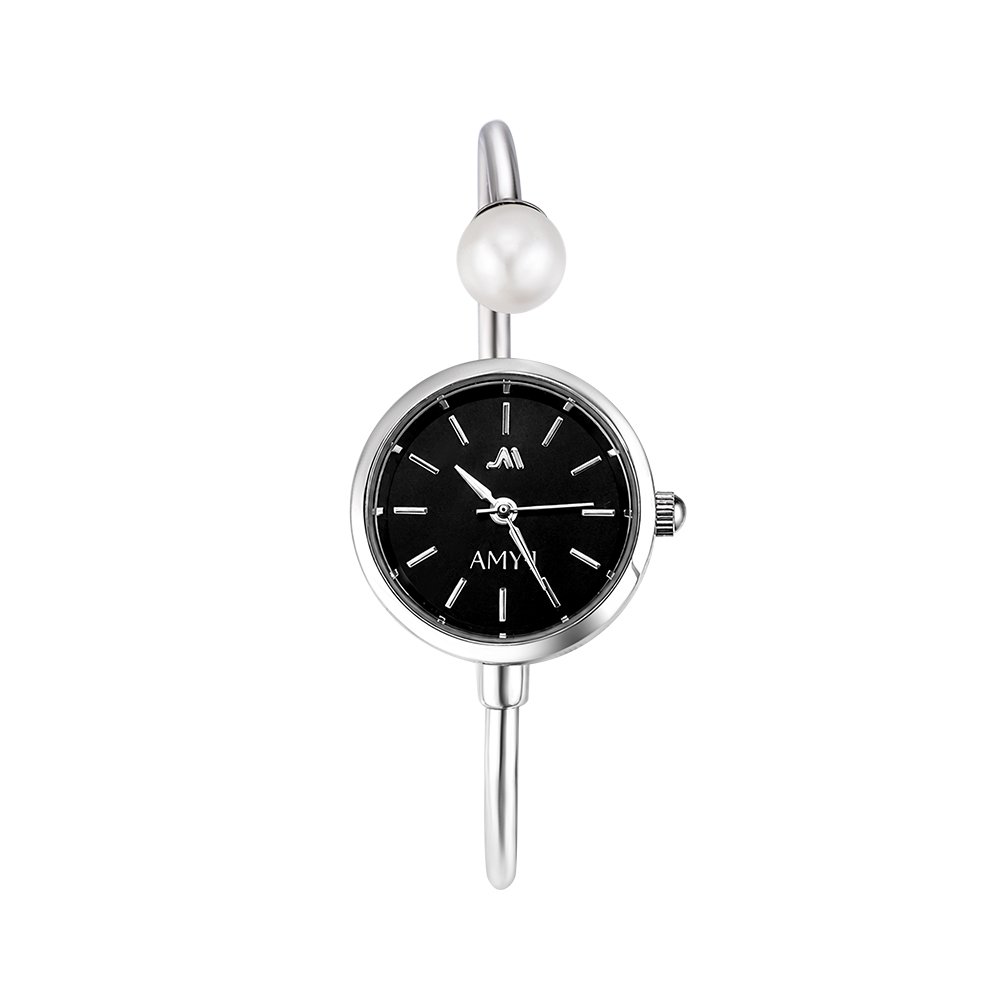 Beaded open bracelet watch